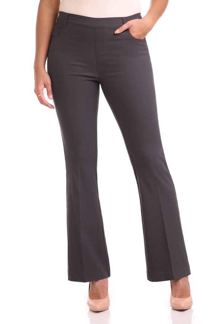 rekucci Rekucci EcoCosy Comfort Pull-On 5 Pocket Pant w/ Flare Leg dark-grey