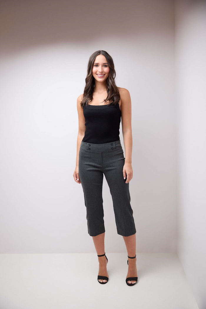 rekucci Women’s Straight Leg Capris with Chic Styling charcoal