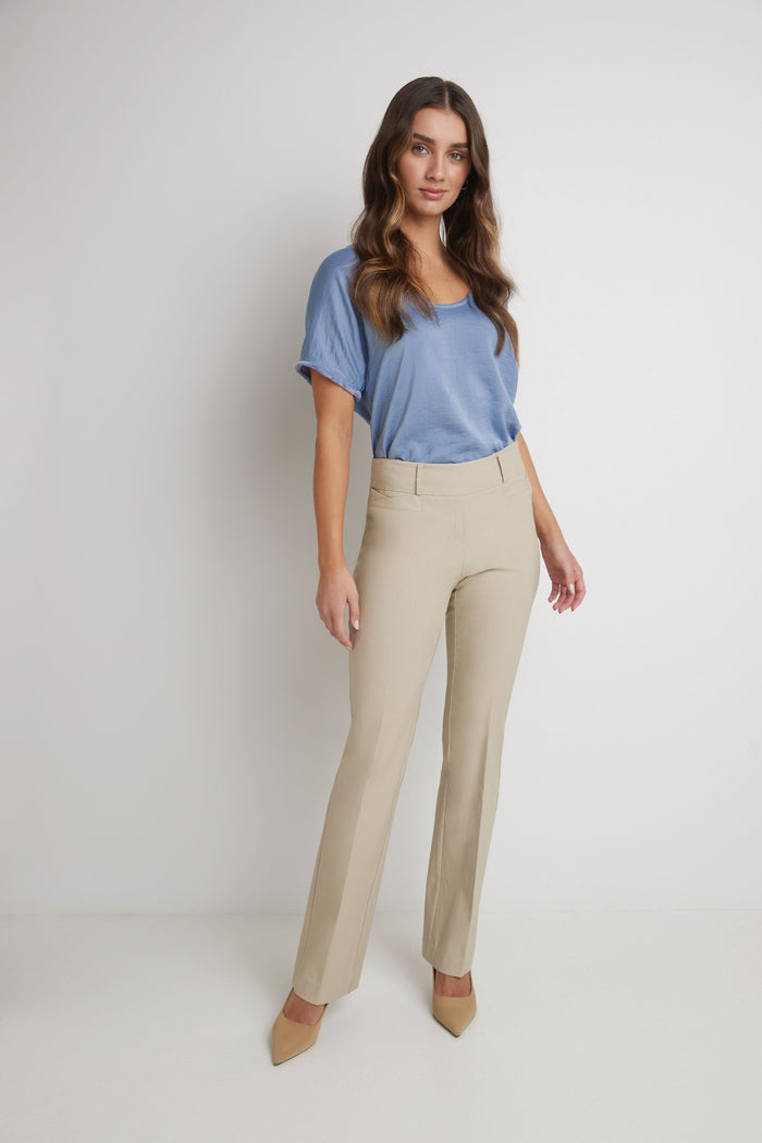 rekucci Barely Bootcut Pants with Fake Pockets stone
