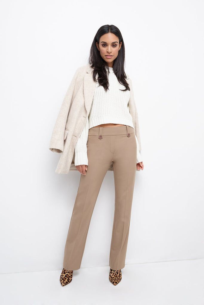 Pull-on Bootcut Trousers with Belt Loops & Tummy Control, Rekucci
