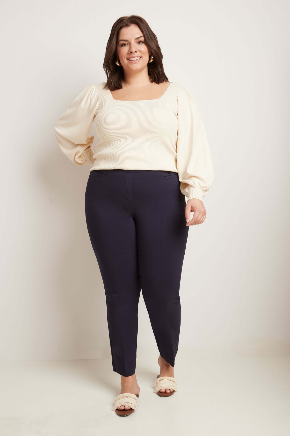Curvy Pull-on Tummy Control Pants with Real Pockets