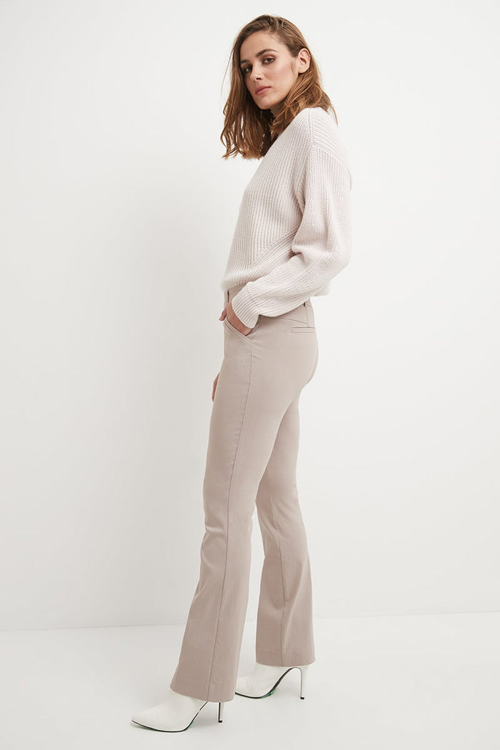 rekucci Stretch bootcut pants with tummy control and pockets khaki