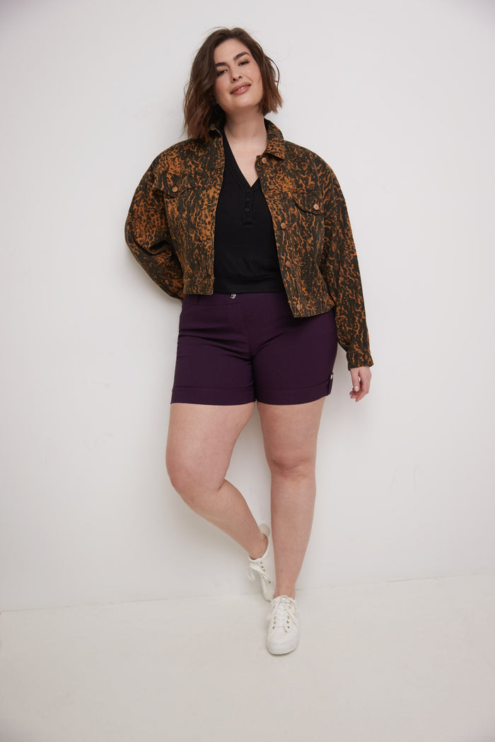 rekucci Curvy Plus Size 6” Shorts with Slimming Cuff deep-plum