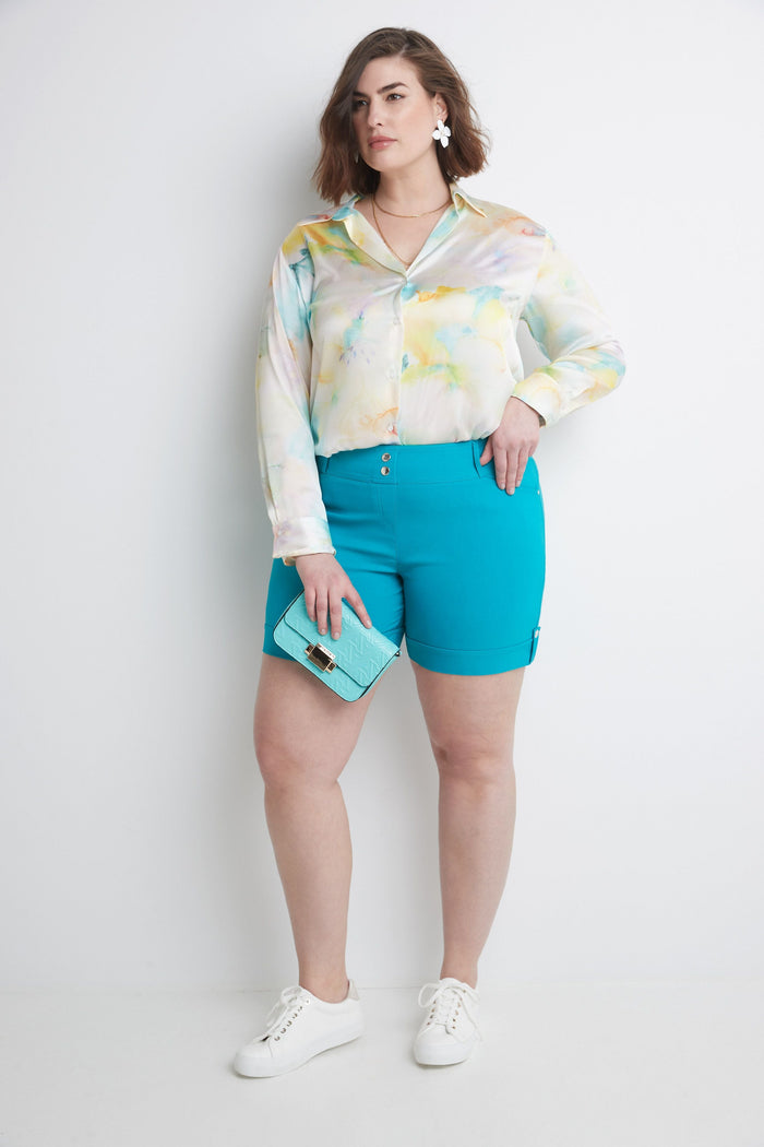 rekucci Curvy Plus Size 6” Shorts with Slimming Cuff jade