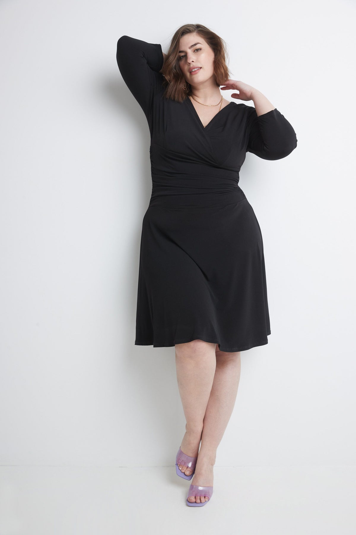 Curvy Form-Fitting Ruched Dress with Tummy Control